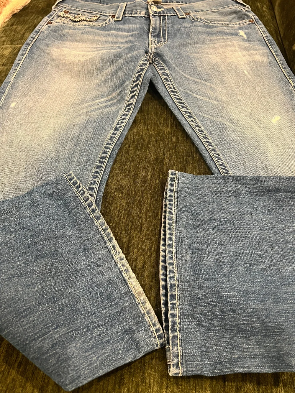 True Religion Men's Faded Blue Bootcut Jeans